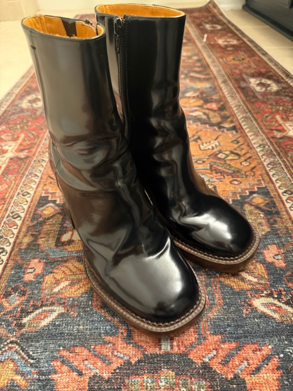 Sezane Kaia Patent Leather Platform Ankle Boots - Black - Picture 4 of 8